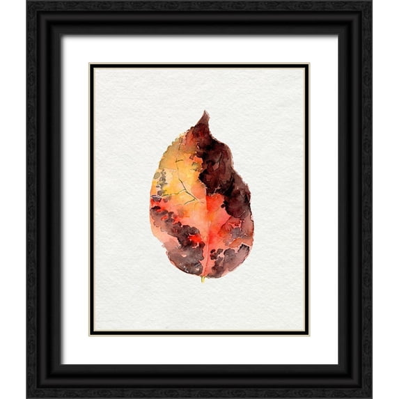 Parker, Jennifer Paxton 20x24 Black Ornate Wood Framed with Double Matting Museum Art Print Titled - Watercolor Autumn Leaf I