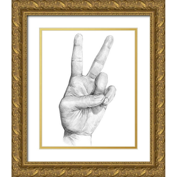 Parker, Jennifer Paxton 20x24 Gold Ornate Wood Framed with Double Matting Museum Art Print Titled - Hand Signs II