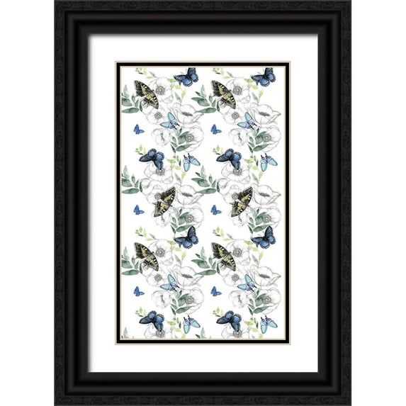 Parker, Jennifer Paxton 21x32 Black Ornate Wood Framed with Double Matting Museum Art Print Titled - Watercolor Butterfly Collection E