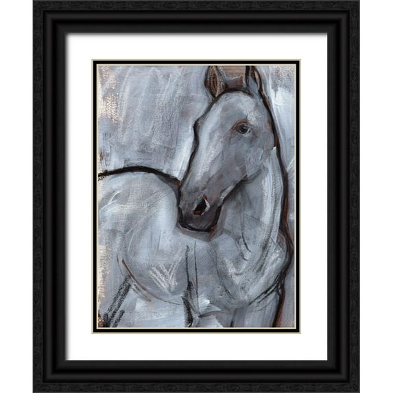 Parker, Jennifer Paxton 25x32 Black Ornate Wood Framed with Double Matting Museum Art Print Titled - White Horse Contour II