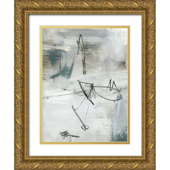 Parker, Jennifer Paxton 25x32 Gold Ornate Wood Framed with Double Matting Museum Art Print Titled - Custom Abstract Map Lines II