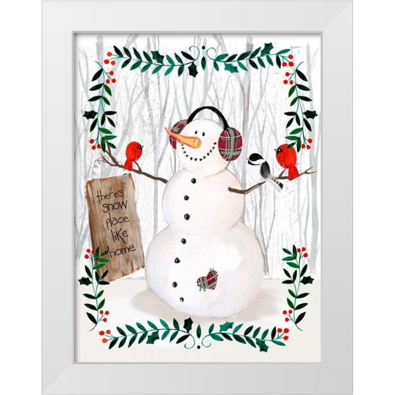 Parker, Jennifer Paxton 25x32 White Modern Wood Framed Museum Art Print Titled - Folk Snowman Forest II