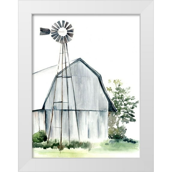 Parker, Jennifer Paxton 25x32 White Modern Wood Framed Museum Art Print Titled - Watercolor Barn I
