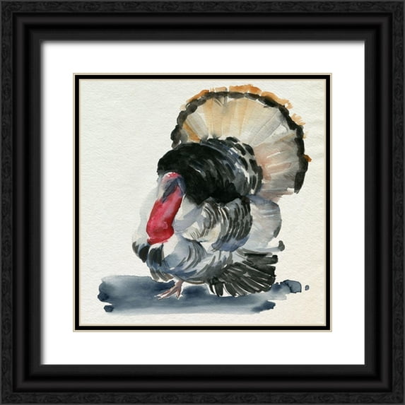 Parker, Jennifer Paxton 26x26 Black Ornate Wood Framed with Double Matting Museum Art Print Titled - Watercolor Turkey II