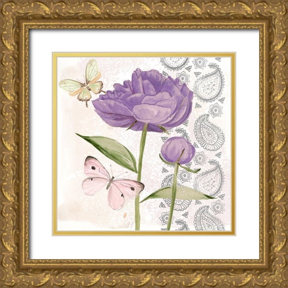 Parker, Jennifer Paxton 26x26 Gold Ornate Wood Framed with Double Matting Museum Art Print Titled - Flowers and Lace IV