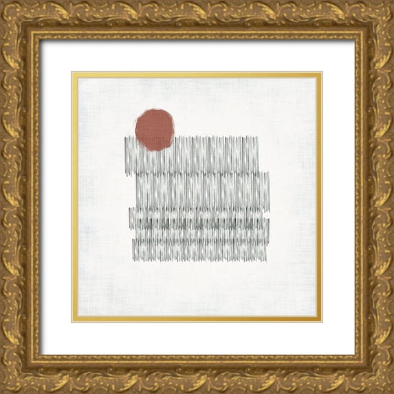 Parker, Jennifer Paxton 26x26 Gold Ornate Wood Framed with Double Matting Museum Art Print Titled - Hatched Colorblock II