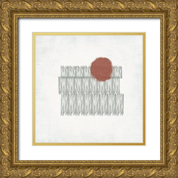 Parker, Jennifer Paxton 26x26 Gold Ornate Wood Framed with Double Matting Museum Art Print Titled - Hatched Colorblock IV