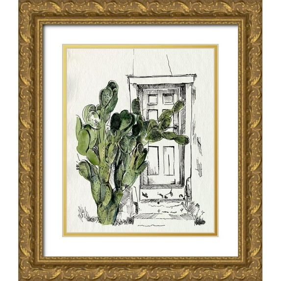 Parker, Jennifer Paxton 26x32 Gold Ornate Wood Framed with Double Matting Museum Art Print Titled - Cactus Door I