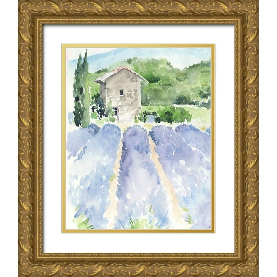 Parker, Jennifer Paxton 26x32 Gold Ornate Wood Framed with Double Matting Museum Art Print Titled - Lavender Fields I