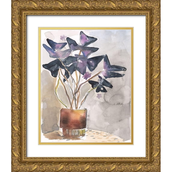 Parker, Jennifer Paxton 26x32 Gold Ornate Wood Framed with Double Matting Museum Art Print Titled - Oxalis in Vase I