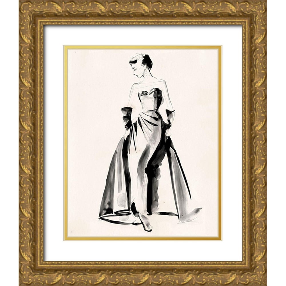 Parker, Jennifer Paxton 26x32 Gold Ornate Wood Framed with Double Matting  Museum Art Print Titled - Vintage Costume Sketch I - Walmart.com