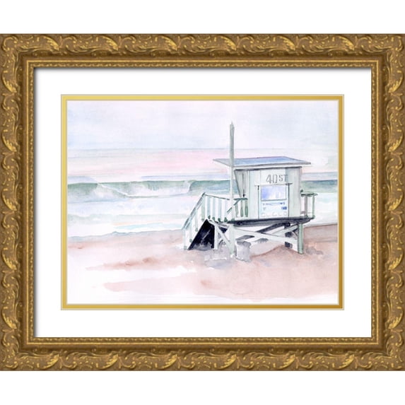 Parker, Jennifer Paxton 32x25 Gold Ornate Wood Framed with Double Matting Museum Art Print Titled - Dawn Beach Break I