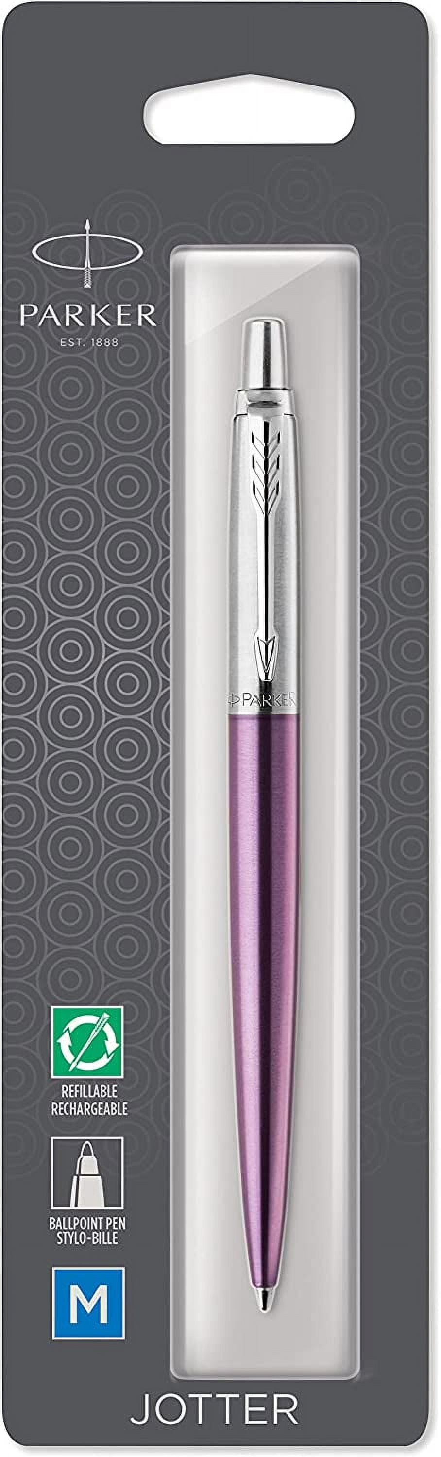 Parker® Jotter Ballpoint Pen, Medium Point, 1.0 mm, Victoria Violet Barrel, Blue Ink