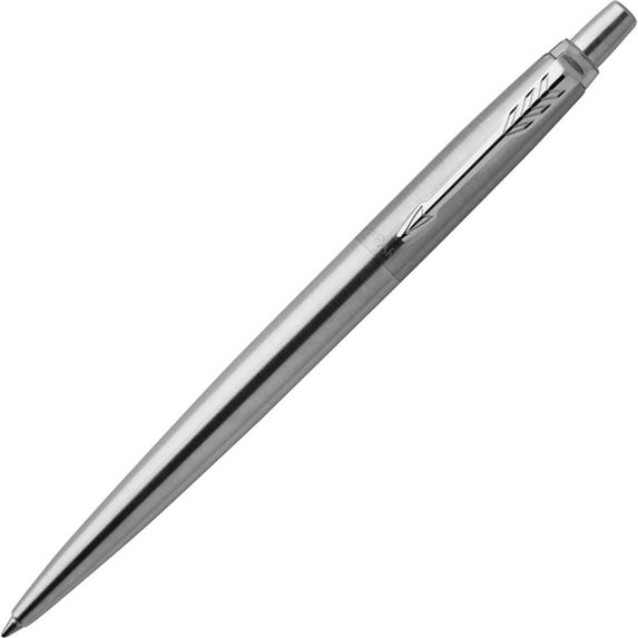 Parker Jotter Ballpoint Pen, Retractable, Fine 0.5 mm, Blue Ink, Stainless Steel Barrel Bundle of 5 Each