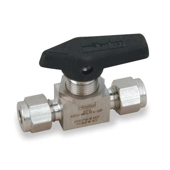 1/4" Compr Stainless Steel Mini Ball Valve Inline 4A-MB4LPFA-SSP