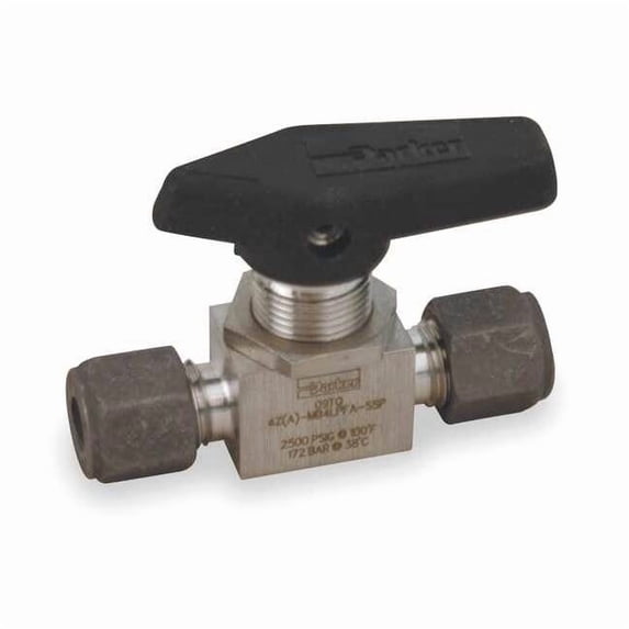 1/4" Compr Stainless Steel Mini Ball Valve Inline 4Z-MB4LPFA-SSP
