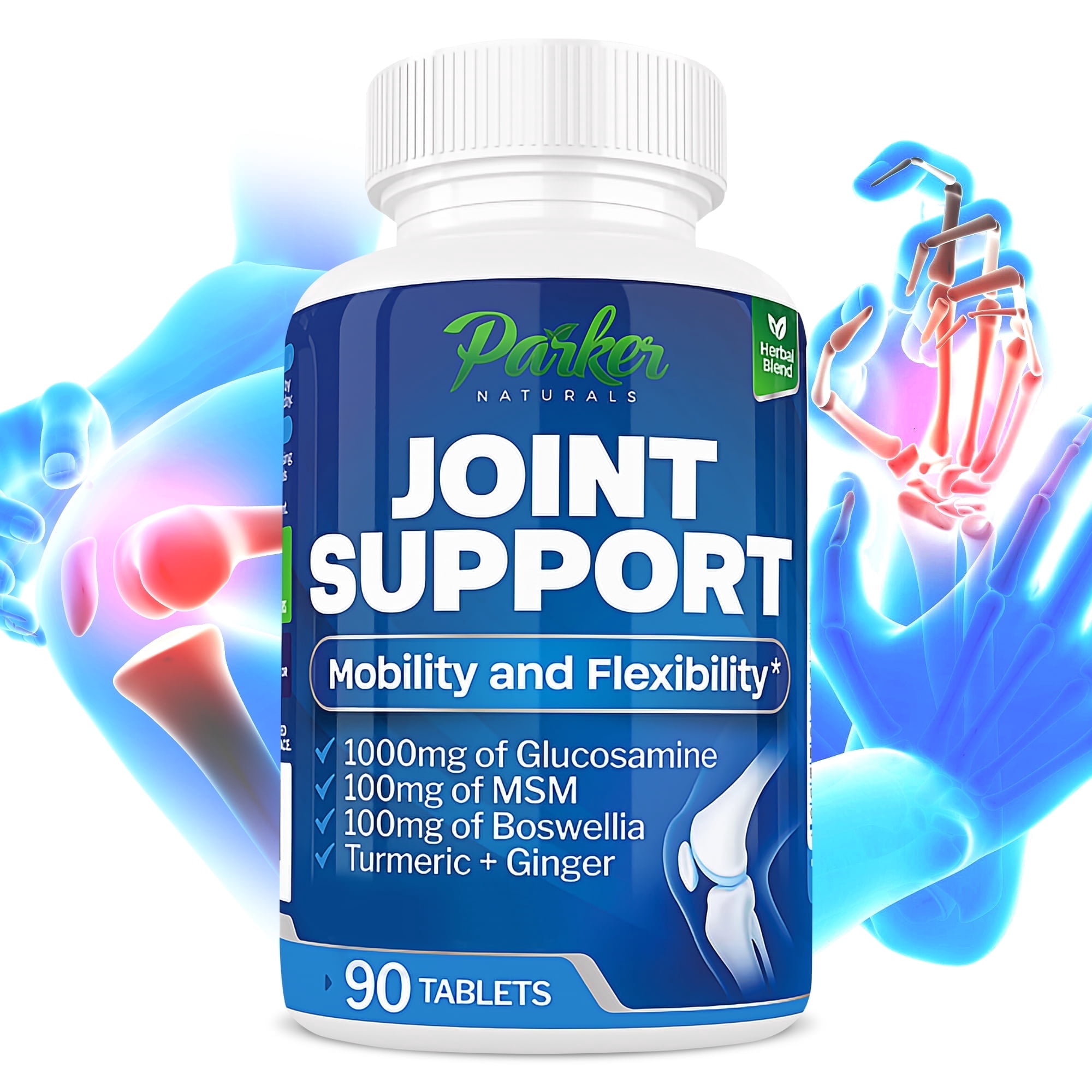 Parker Naturals Joint Support Supplement with Glucosamine, Chondroitin, Turmeric, MSM, and Boswellia for Joint Health, 90 Tablets