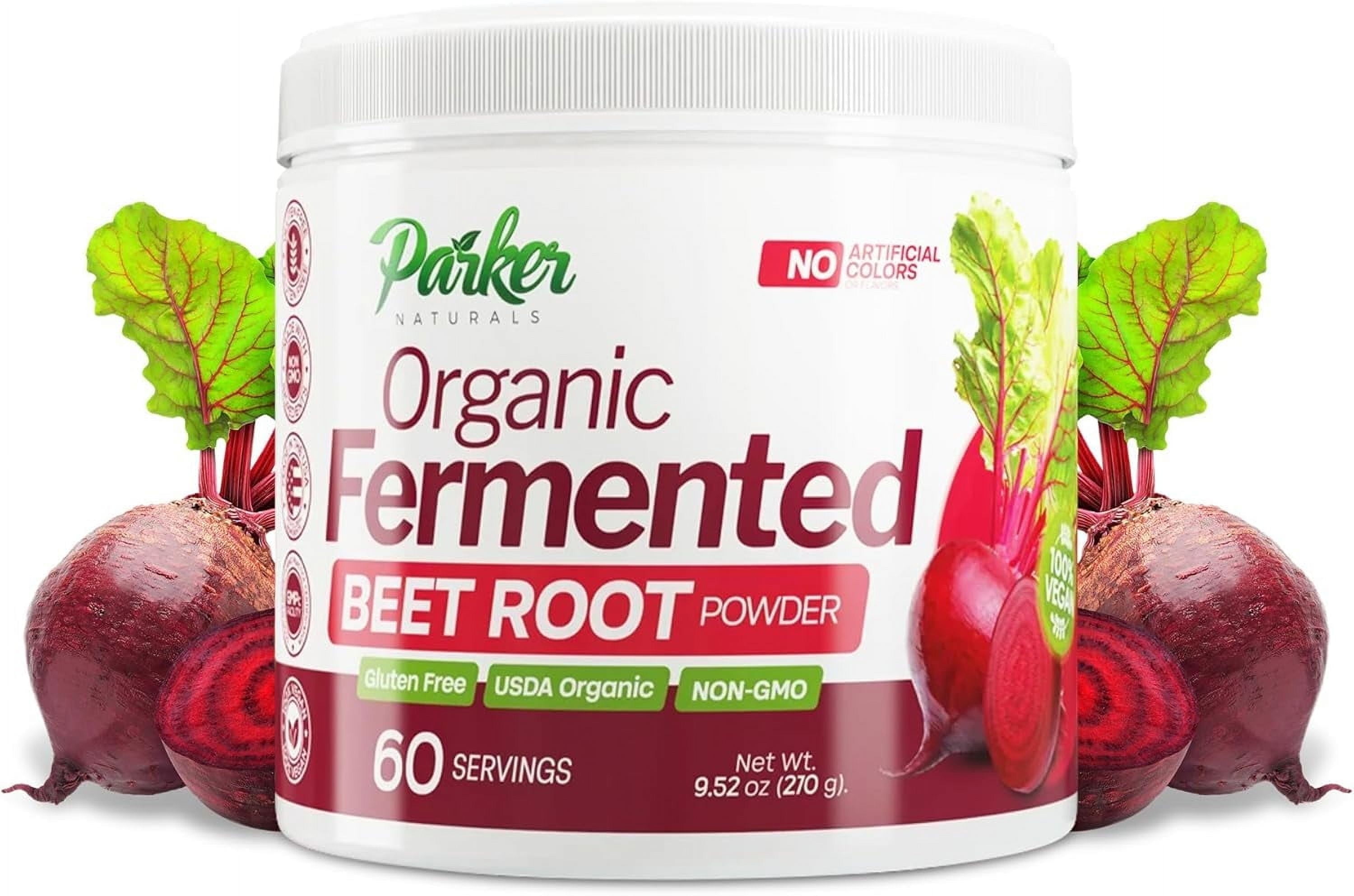 Parker Naturals Organic Fermented Beet Root Powder  Supplement for Immune Support, Vegan, 210g