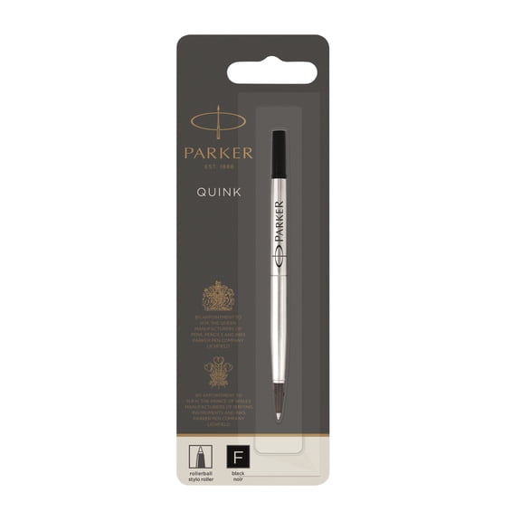 Parker Rollerball Pen Refill, Medium Point, 0.7 mm, Black, 3021331