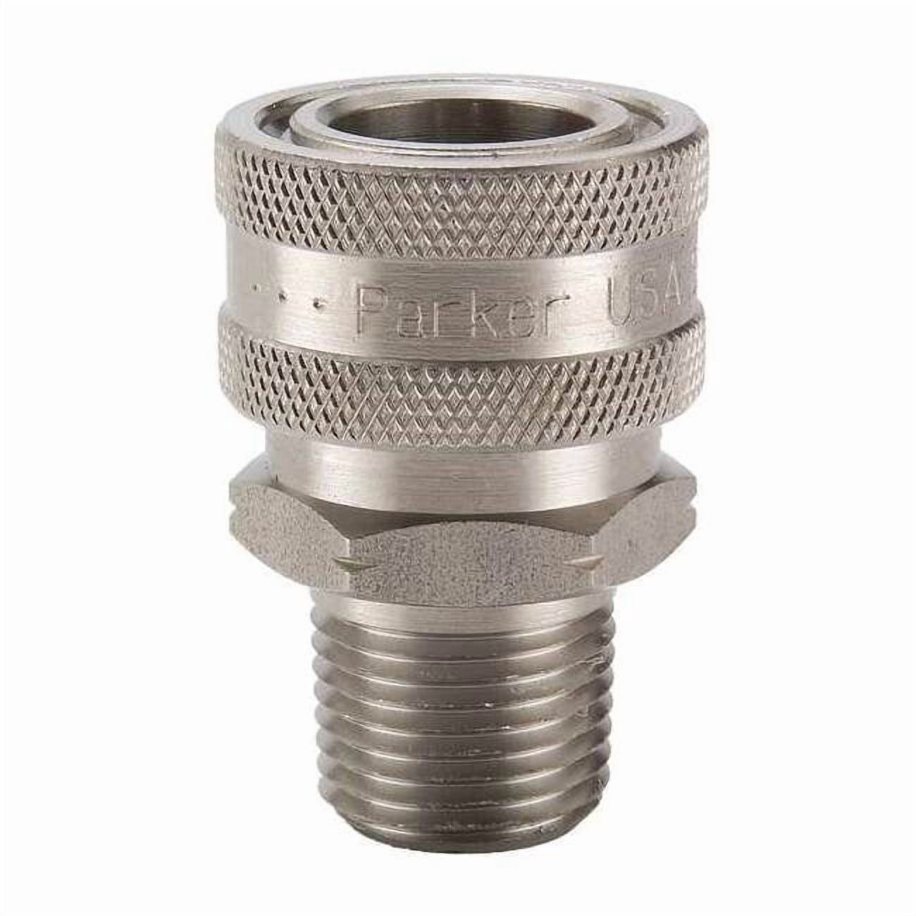 Hydraulic Quick Connect Hose Coupling, 303 Stainless Steel Body, Ball Lock, 1/2"-14 Thread Size