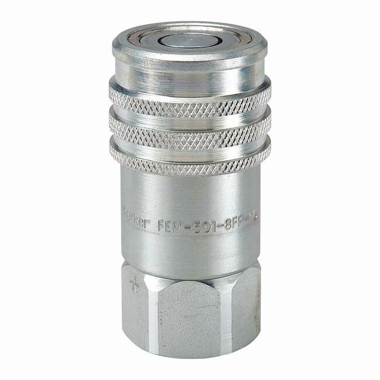 Hydraulic Quick Connect Hose Coupling, Steel Body, Push-to-Connect Lock, 7/8"-14 Thread Size