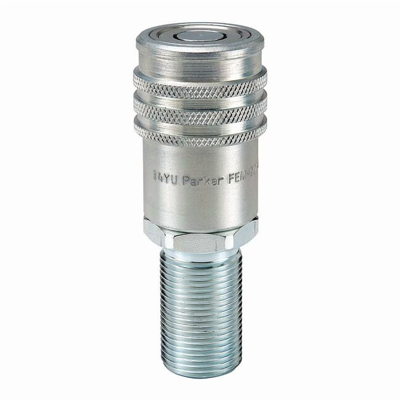 Hydraulic Quick Connect Hose Coupling, Steel Body, Push-to-Connect Lock, 9/16"-18 Thread Size
