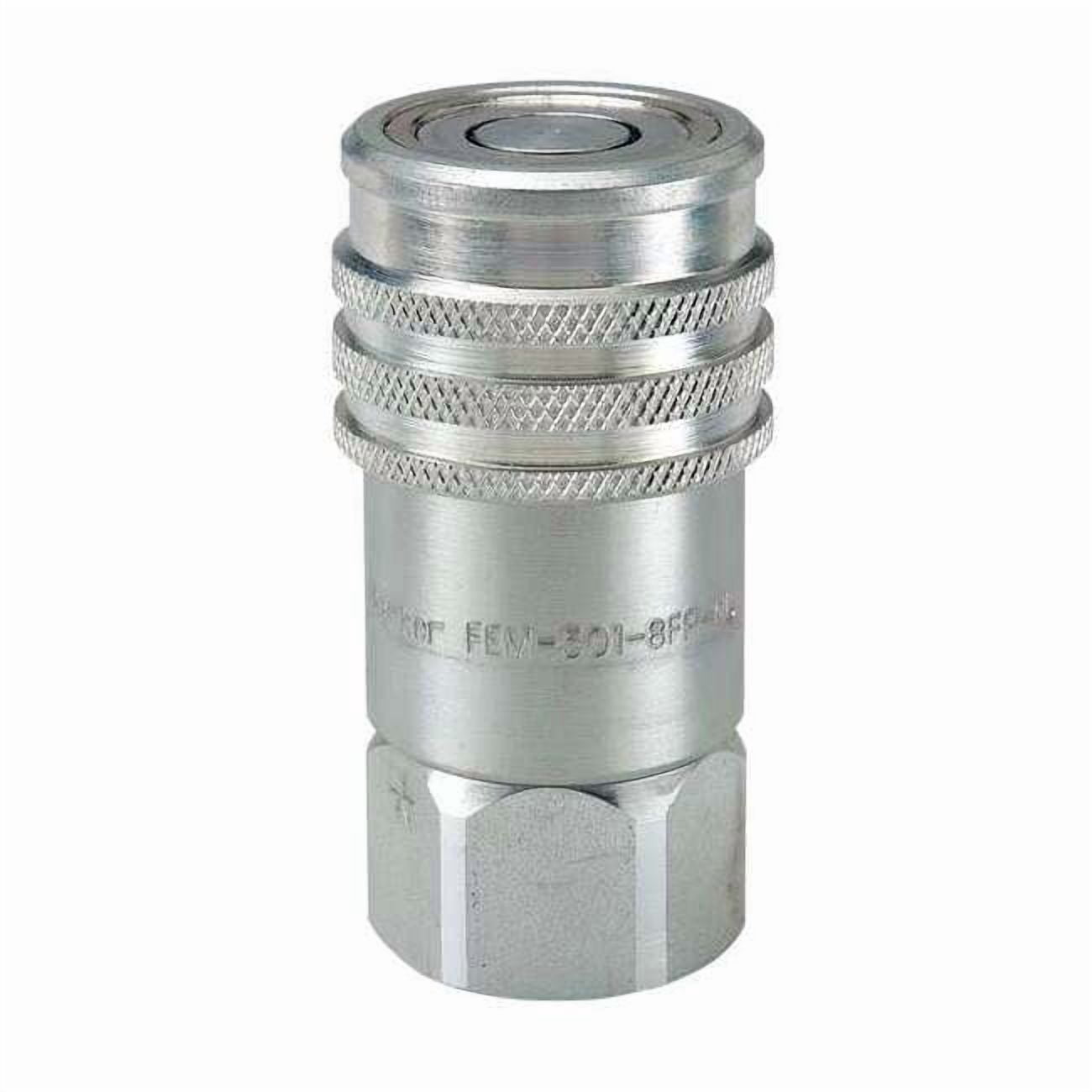 Hydraulic Quick Connect Hose Coupling, Steel Body, Push-to-Connect Lock, 1/4"-18 Thread Size