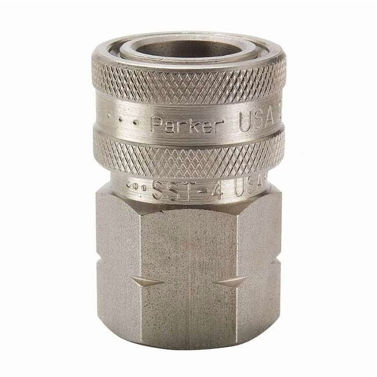 Hydraulic Quick Connect Hose Coupling, 303 Stainless Steel Body, Ball Lock, 1/4"-18 Thread Size