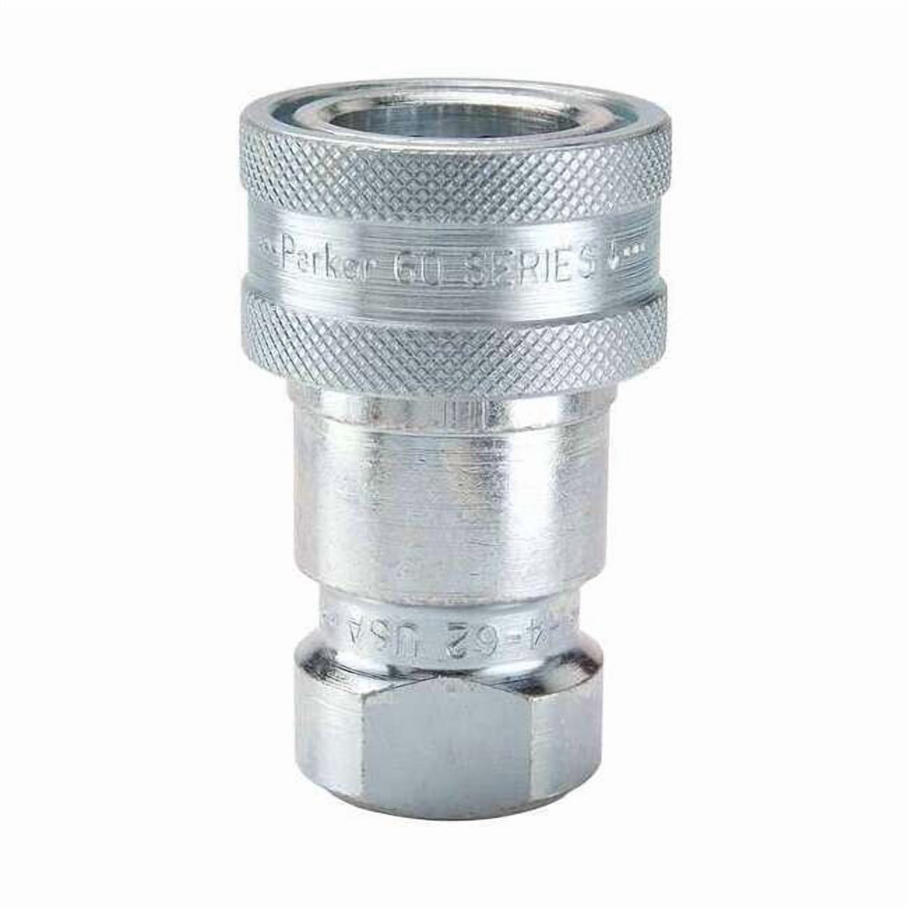 Hydraulic Quick Connect Hose Coupling, Steel Body, Sleeve Lock, 9/16"-18 Thread Size, 60 Series