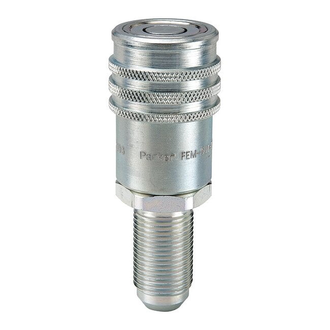 Hydraulic Quick Connect Hose Coupling, Steel Body, Push-to-Connect Lock, 3/4"-16 Thread Size