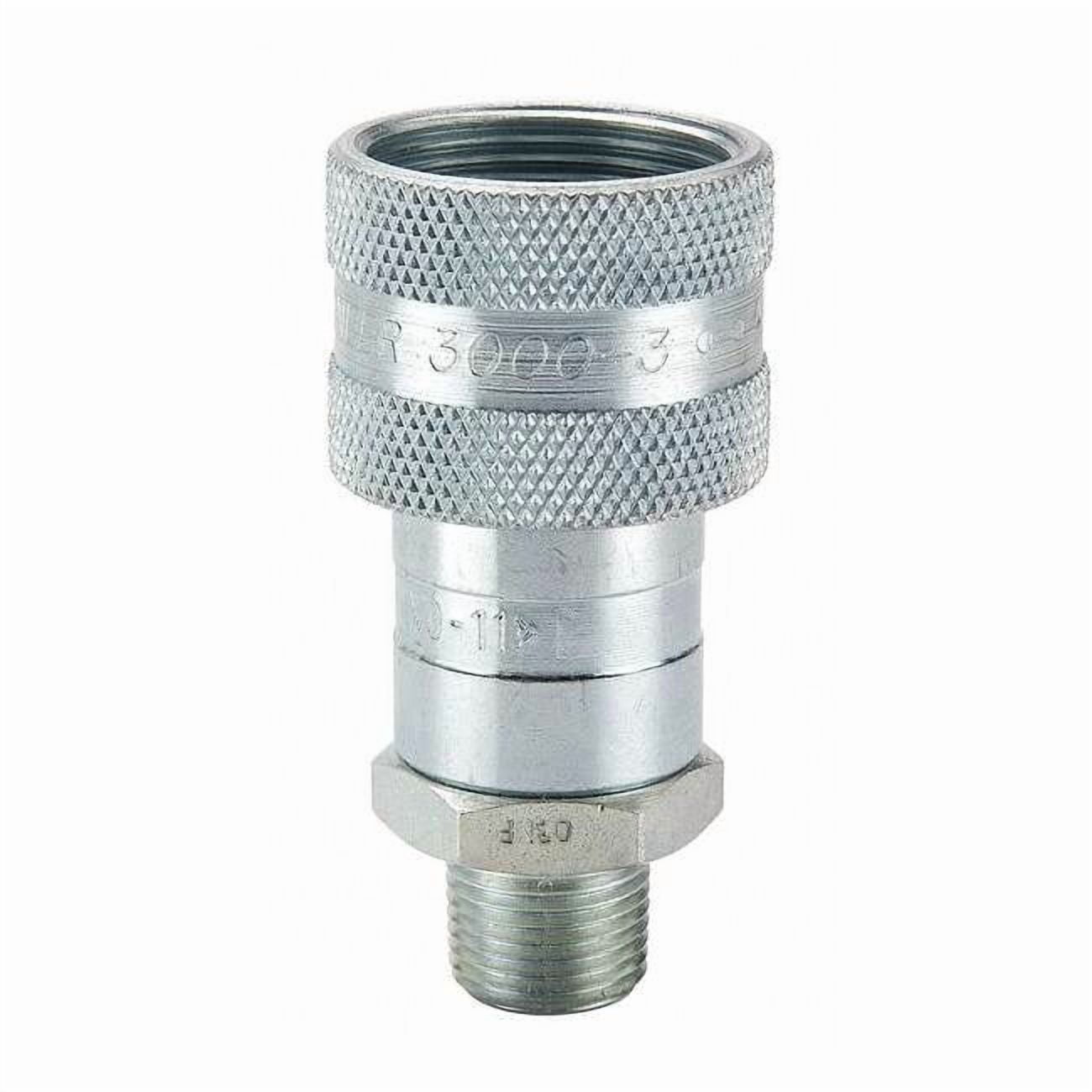 Hydraulic Quick Connect Hose Coupling, Steel Body, Sleeve Lock, 3/8"-18 Thread Size, 3000 Series