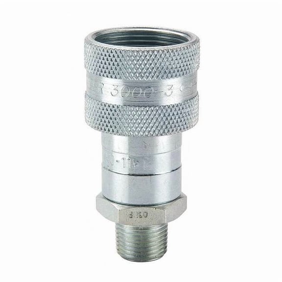 Hydraulic Quick Connect Hose Coupling, Steel Body, Sleeve Lock, 3/8"-18 Thread Size, 3000 Series