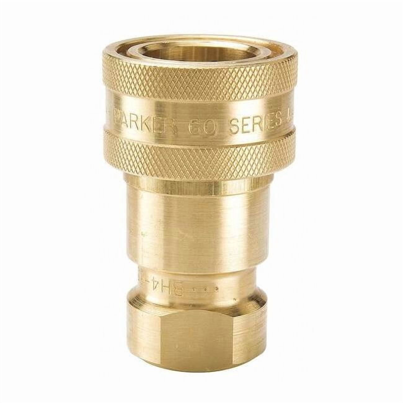 Hydraulic Quick Connect Hose Coupling, Brass Body, Sleeve Lock, 3/8"-18 Thread Size, 60 Series