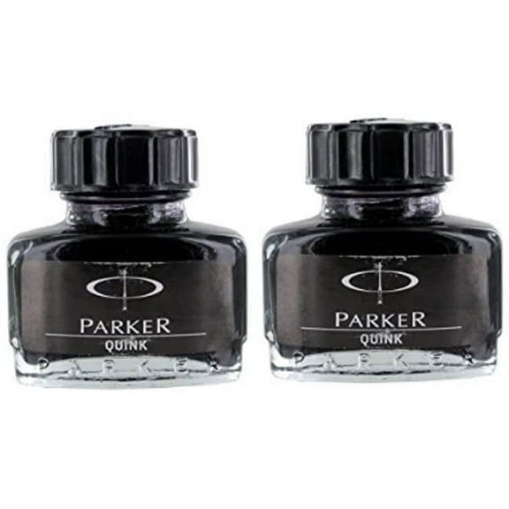 Parker Quink Fountain Pen Ink Bottle (Black Color) - 30 ml (Pack of 2)