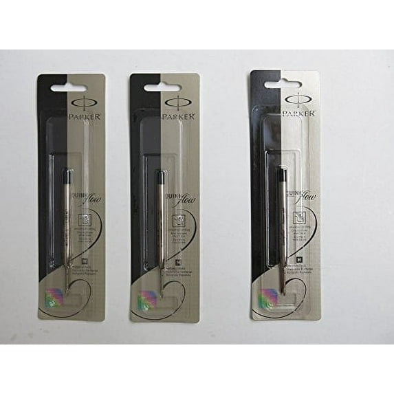 Parker QuinkFlow Ink Refill Ballpoint Pens, MED Point, Black Pack of 3 Refill