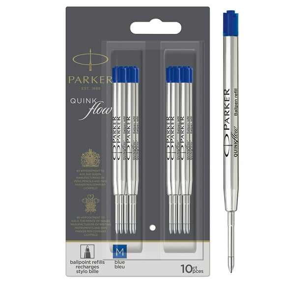 Parker Quinkflow Ballpoint Pen Refill Blue Ink 10/Pack (2119154)