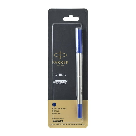 Parker Roller Ball Refill | Blue Ink Color | Medium Tip | Smudge Free Writing Experience | Precision Writing - Pack of 1 - 12 gm