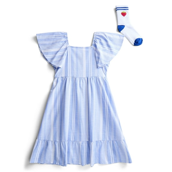 Parker Rose Girls Flounce Dress and Socks, Sizes 4-18