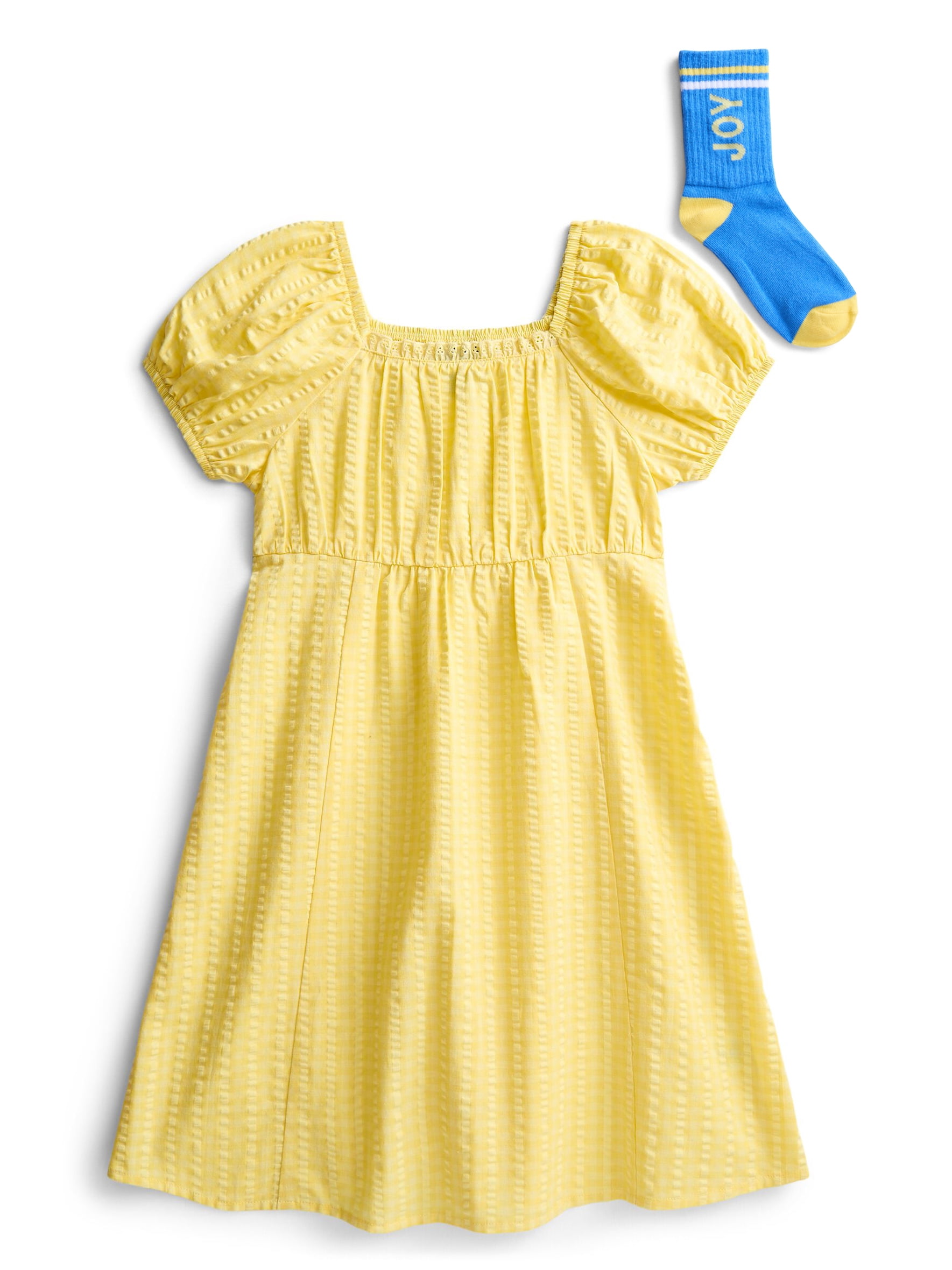 Parker Rose Girls Cotton Puff Sleeve Dress and Socks, Sizes 4-18