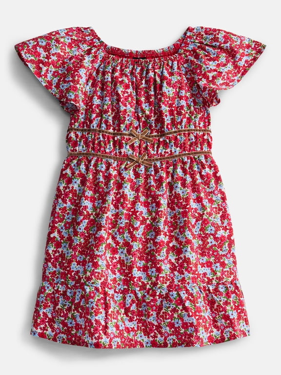 Girls Dress with Flutter Sleeves, Sizes 4-18