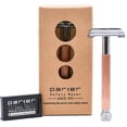 thumbnail image 1 of Parker Safety Razor 29L Double Edge Butterfly Open Double Edge Safety Razor and 5 Blades - Rose Gold, 1 of 7