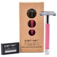 thumbnail image 1 of Parker Safety Razor 29L Long Handle Butterfly Open Double Edge Safety Razor & 5 Parker Blades - Pink, 1 of 5