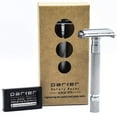 thumbnail image 1 of Parker Safety Razor 74R Butterfly Twist-to-Open Double Edge Safety Razor with 5 Parker Platinum Blades (Satin Chrome), 1 of 5