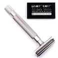 thumbnail image 1 of Parker Safety Razor Semi Slant Safety Razor and 5 Parker Premium Double Edge Razor Blades - Satin Chrome, 1 of 6