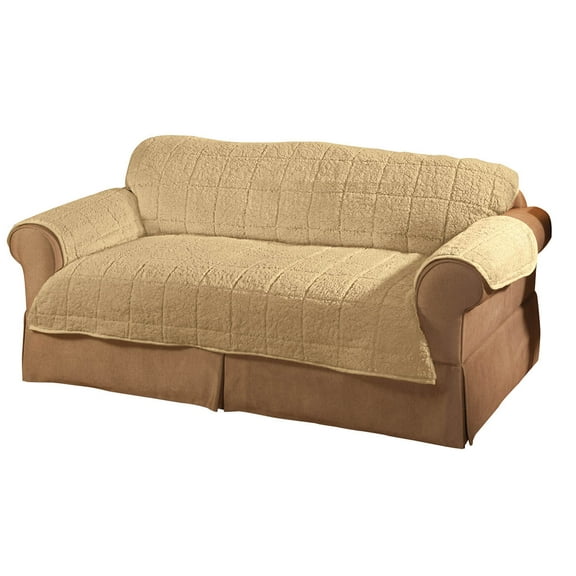 Parker Sherpa Loveseat Loveseat Cover by OakRidge, Camel Tan Water Resistant Polyester – 39 x 46” Back Cover & 36.5” x 46” Seat Cover & 2 Arm Covers of 21” x 24”, Machine Washable