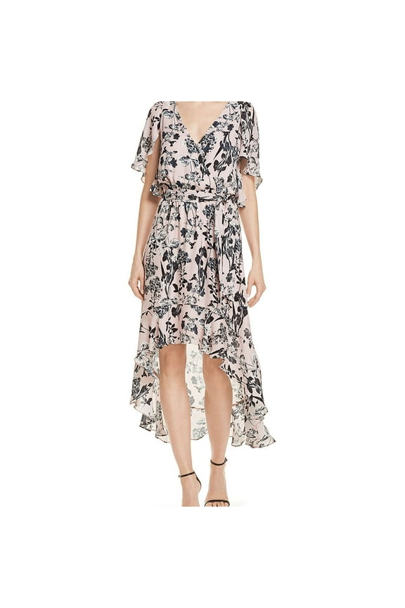 Womens Demi Floral High-Low A-line Dress, Pink, Medium