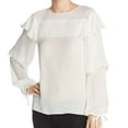 thumbnail image 1 of Parker Womens Finch Silk Pullover Blouse, Off-White, X-Small, 1 of 2