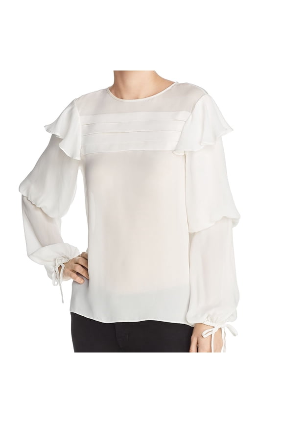 Womens Finch Silk Pullover Blouse, Off-White, X-Small