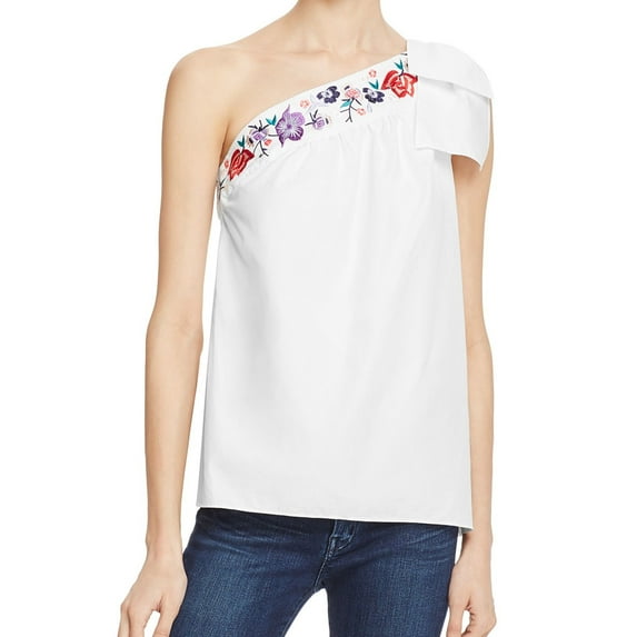 Parker Womens Freya One Shoulder Blouse, White, X-Small