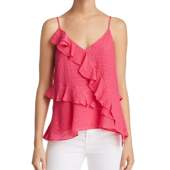 Parker Womens Ruffle Silk Cami Tank Top, Pink, X-Large